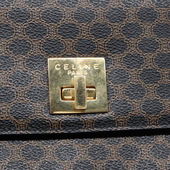 CELINE Macadam Canvas Hand Bag PVC Leather 2way Brown Black Auth 87641A - Picture 16 of 16